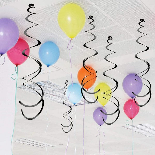 Swirl Διακοσμητικά Oροφής Μαύρα (12 τεμ)