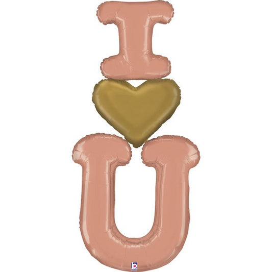 Τεράστιο Μπαλόνι “Ι ♡ U” Ροζ-Χρυσό