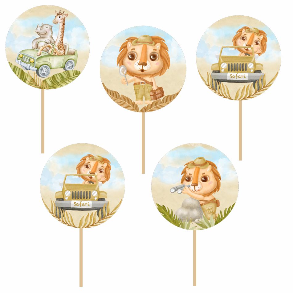 Topper Cupcake Ζώα της Ζούγκλας (6 τεμ)