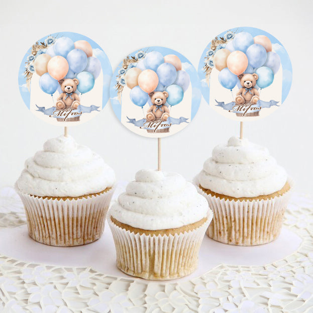 Topper Cupcake Αρκουδάκι Boho (6 τεμ)