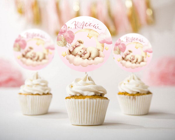 Topper Cupcake Αρκουδάκι κορίτσι (6 τεμ)