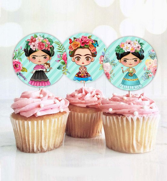 Topper Cupcake Frida Kahlo (6 τεμ)