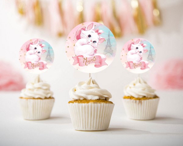 Topper Cupcake Γατούλα Marie (6 τεμ)