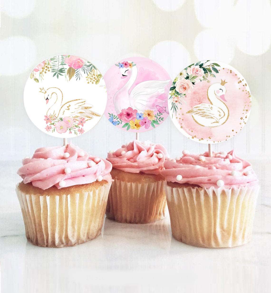 Topper Cupcake Κύκνος (8 τεμ)