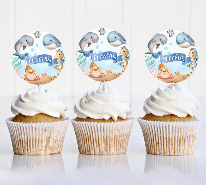 Topper Cupcake Θάλασσα (6 τεμ)