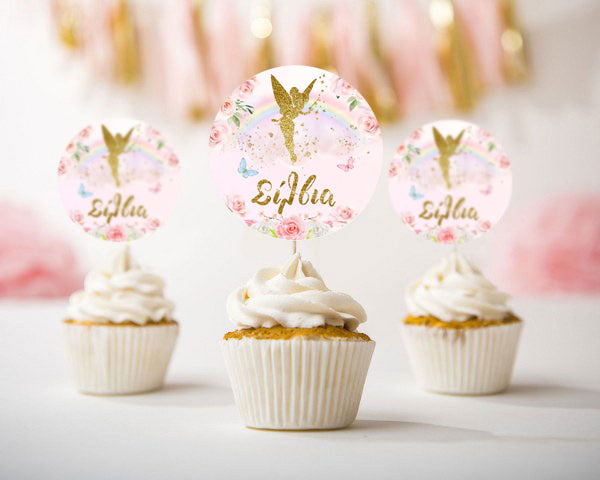 Topper Cupcake χρυσή Νεράιδα (6 τεμ)