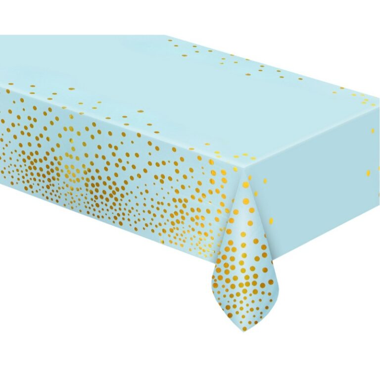 Τραπεζομάντηλο Γαλάζιο με χρυσό πουά