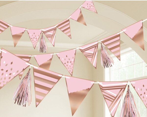 Τριγωνικά Σημαιάκια Rosegold με φούντες 255 cm