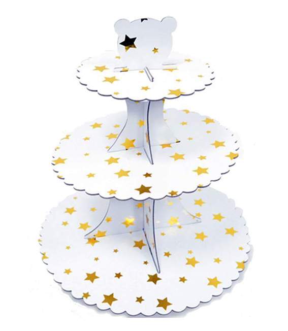 Τριώροφη βάση για γλυκά χρυσά Αστέρια