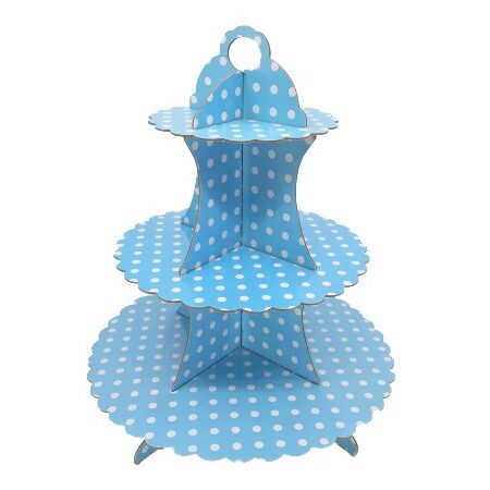 Τριώροφη βάση για γλυκά Γαλάζιο πουά