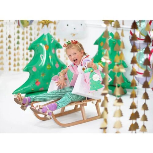 Τσάντα Δώρου ροζ με Χριστουγεννιάτικο Δέντρο