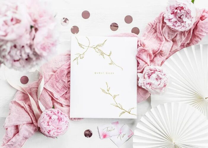Βιβλίο Ευχών Guest Book χρυσά φύλλα