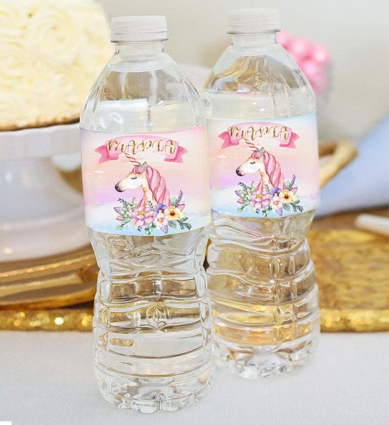 Χάρτινες ετικέτες νερού Μονόκερος (8 τεμ)