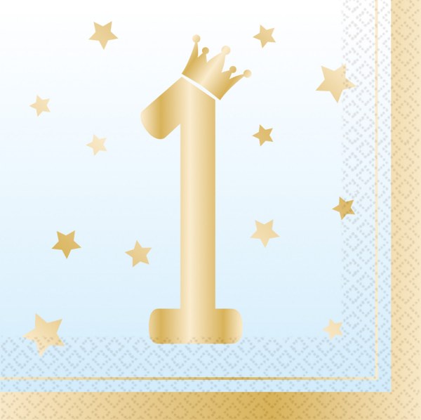 Xαρτοπετσέτες 1st Birthday γαλάζιο όμπρε (16 τεμ)