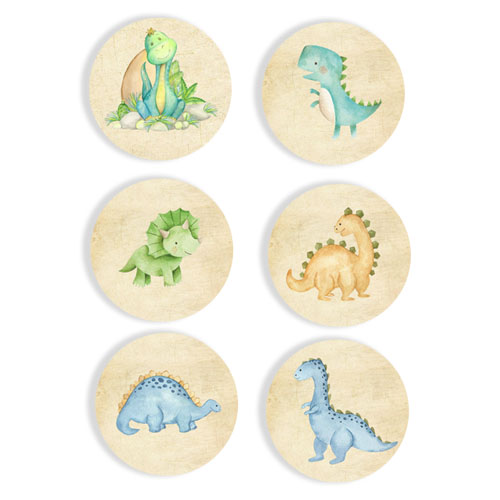 Ξύλινες Κονκάρδες Δεινόσαυροι (6 τεμ)
