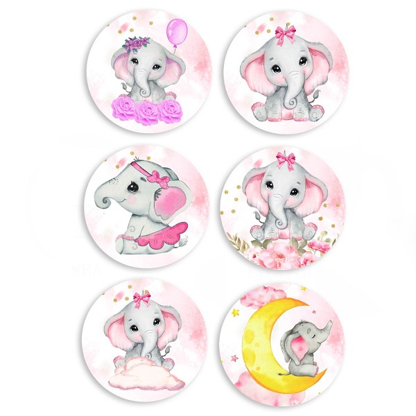 Ξύλινες Κονκάρδες Ελεφαντάκι κορίτσι (6 τεμ)