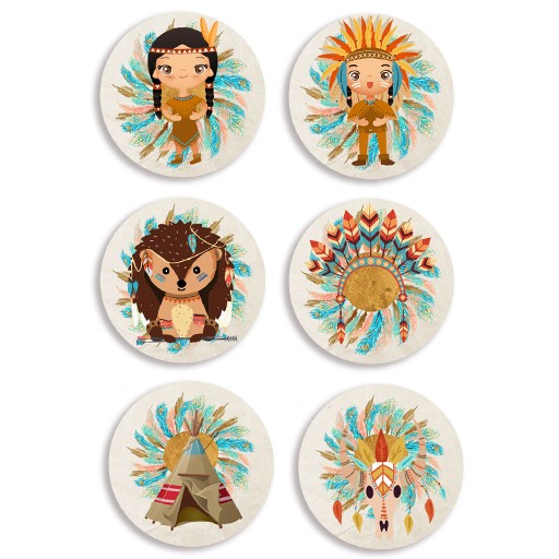 Ξύλινες Κονκάρδες Ινδιάνοι (6 τεμ)