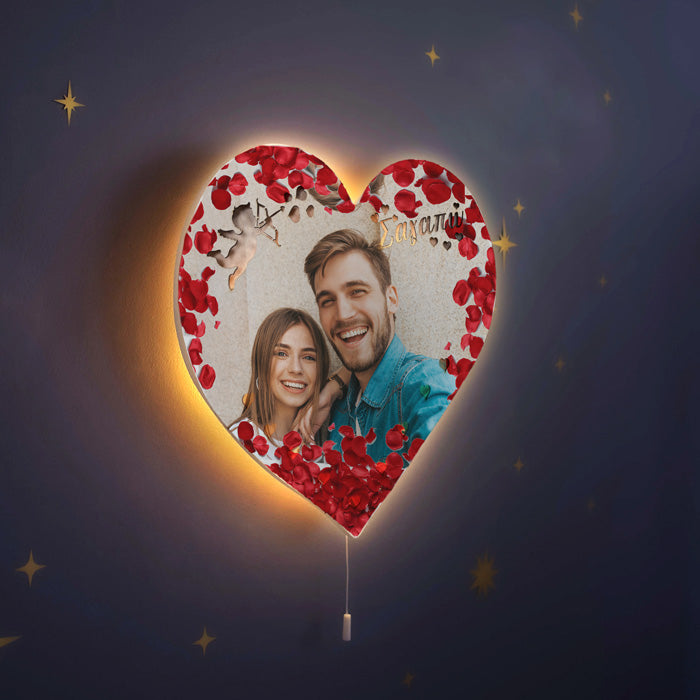 Ξύλινο Φωτιστικό καρδιά - Love Petals