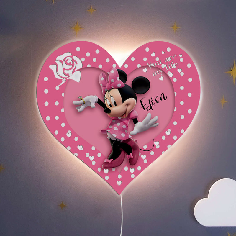 Ξύλινο Φωτιστικό καρδιά - Minnie