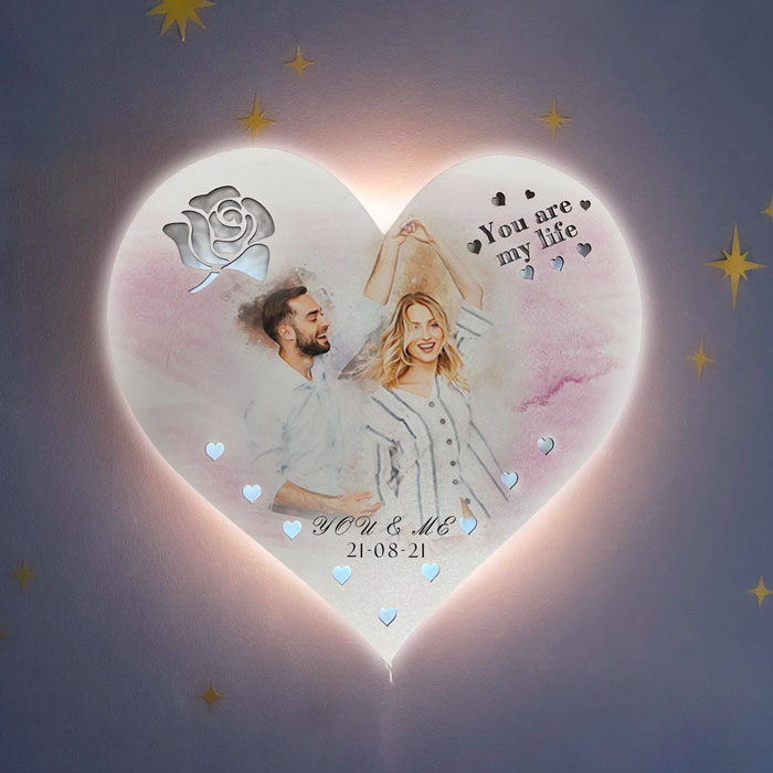 Ξύλινο Φωτιστικό καρδιά - Watercolour