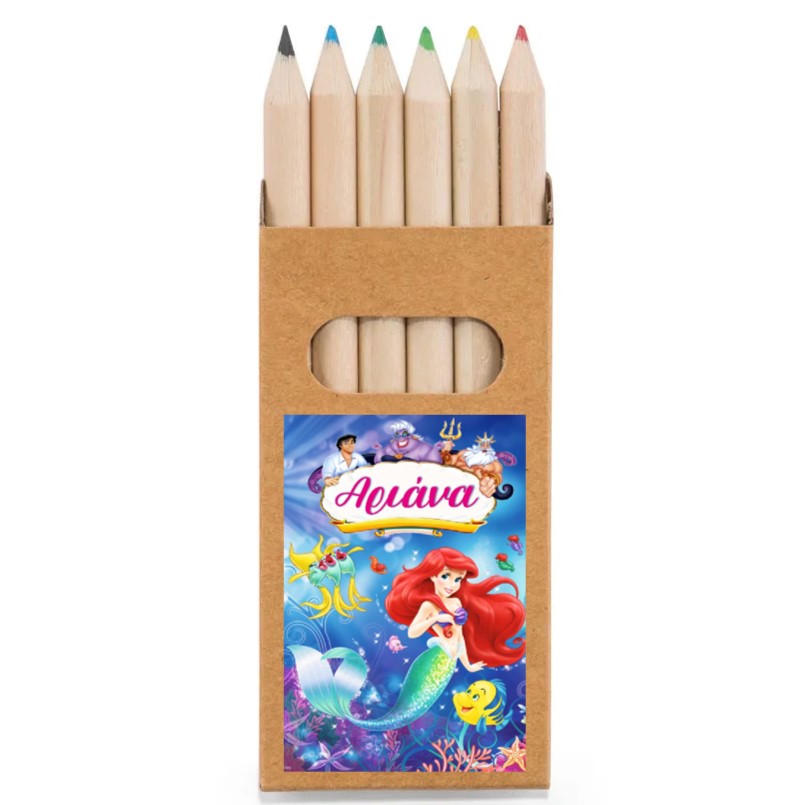 Ξυλομπογιές Άριελ η μικρή γοργόνα σε κουτάκι κραφτ