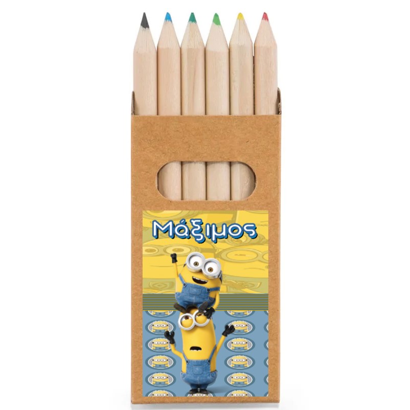 Ξυλομπογιές Minions σε κουτάκι κραφτ