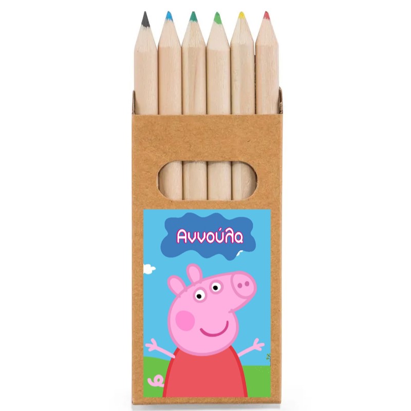 Ξυλομπογιές Πέππα το Γουρουνάκι σε κουτάκι κραφτ