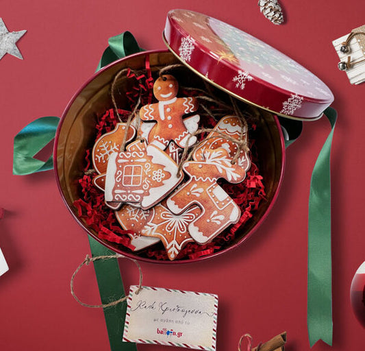 Χριστουγεννιάτικο κουτί με 10 στολίδια μπισκότα
