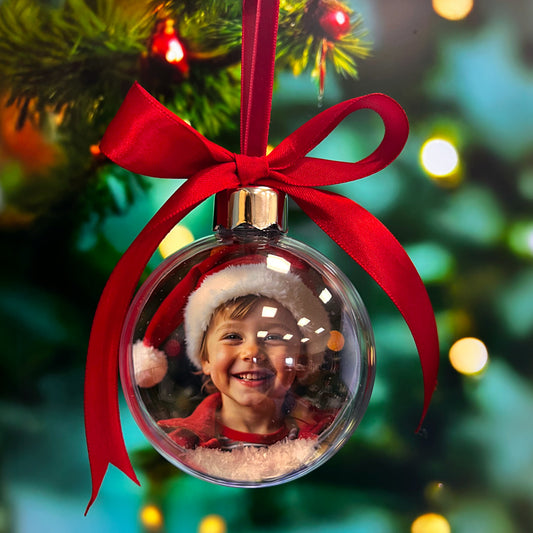 Χριστουγεννιάτικο Στολίδι Μπάλα με Φωτογραφία - Μονόγραμμα
