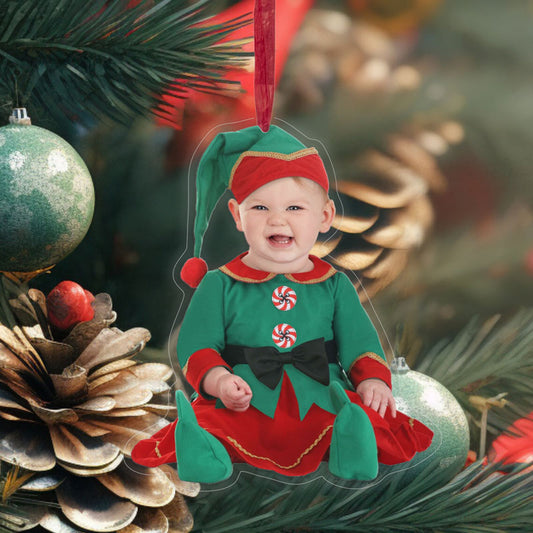 Χριστουγεννιάτικο Στολίδι Plexi με φωτογραφία - Ξωτικό Κορίτσι