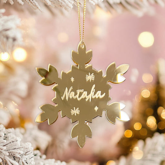 Χριστουγεννιάτικο Στολίδι Plexi - Χρυσή Χιονονιφάδα