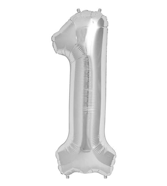 Mini Shape Μπαλόνια Αριθμοί Ασημί 40 cm – 16″