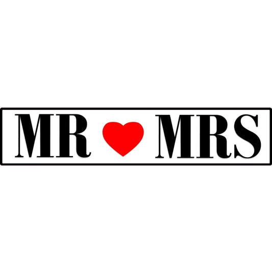 Πινακίδα αυτοκινήτου γάμου Mr & Mrs (2 σετ)
