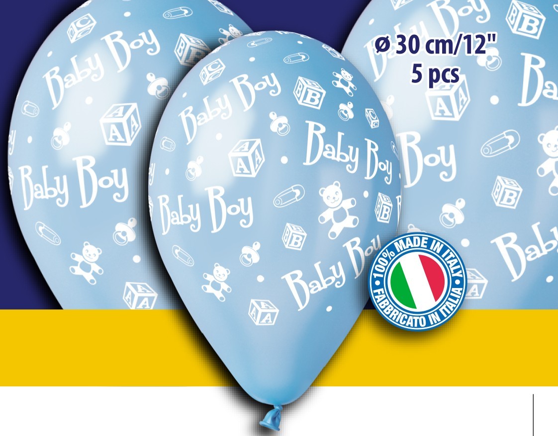 12" Μπαλόνι γαλάζιο baby boy (5 τεμ)