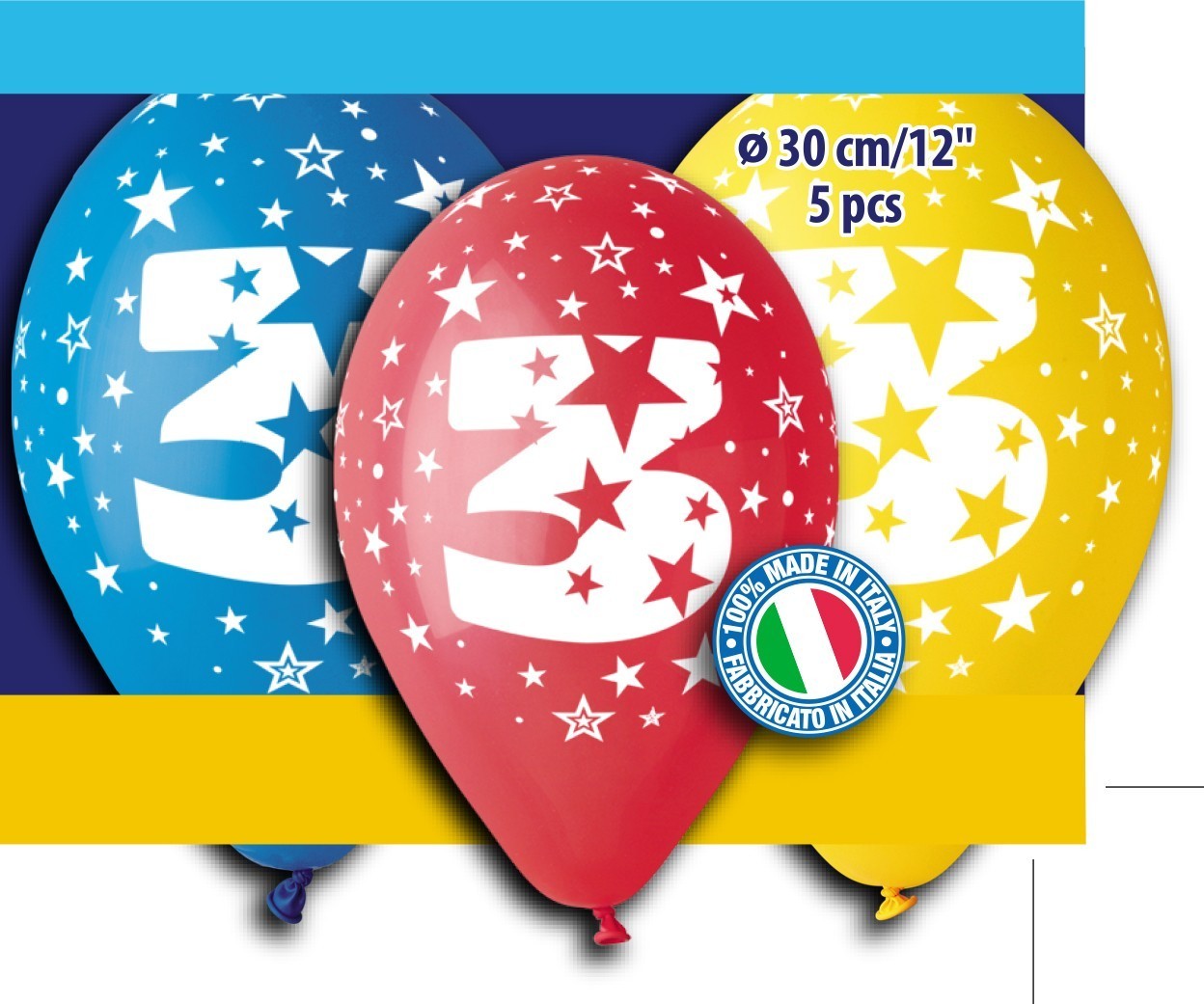 12" Μπαλόνι γενέθλια Νο 3 (5 τεμ)