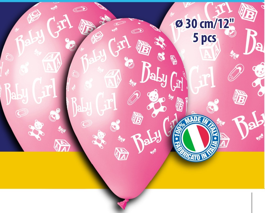 12" Μπαλόνι ροζ baby girl (5 τεμ)