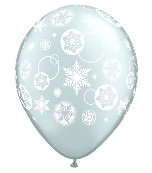 12″ Μπαλόνι τυπωμένο Ασημί Χιονονιφάδες