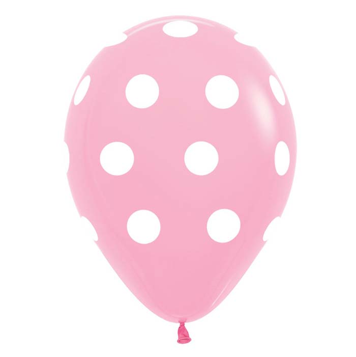 12" Μπαλόνι τυπωμένο ροζ πουά(25 τεμ)