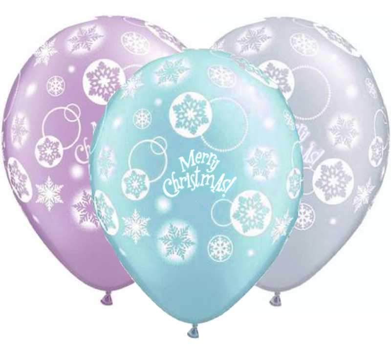 12" Μπαλόνι τυπωμένο σε 3 χρώματα "Merry Christmas" (25 τεμ)