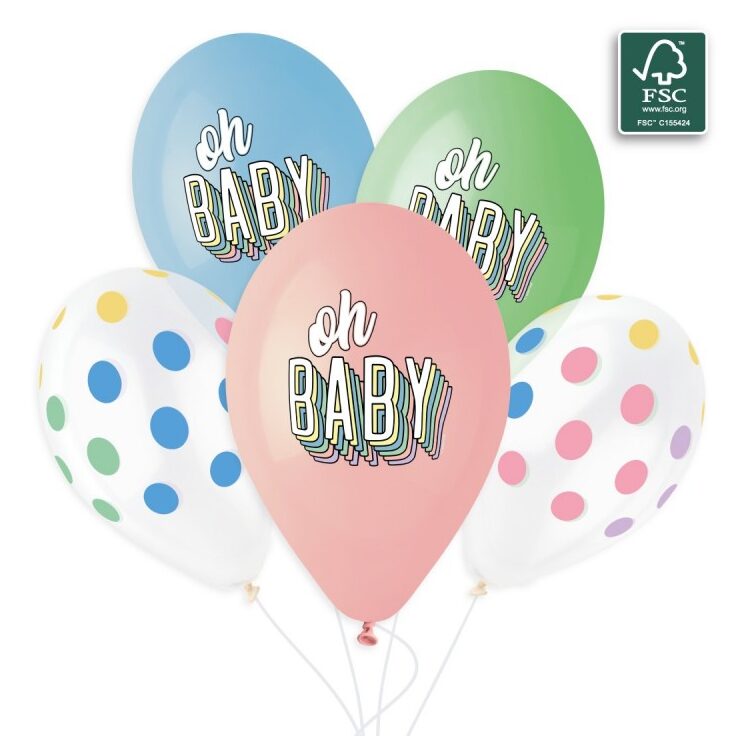 13'' Μπαλόνια Oh Baby - πουά (25 τεμ)