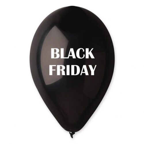 13" Μπαλόνι τυπωμένο Black Friday μαύρο (25 τεμ)