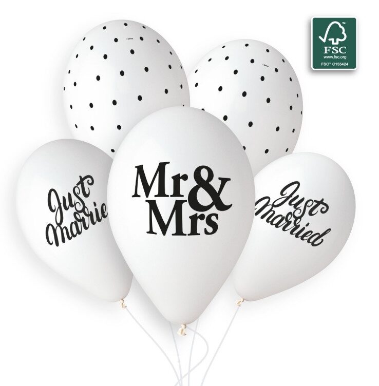 13" Μπαλόνια Just Married - Mr & Mrs (25 τεμ)