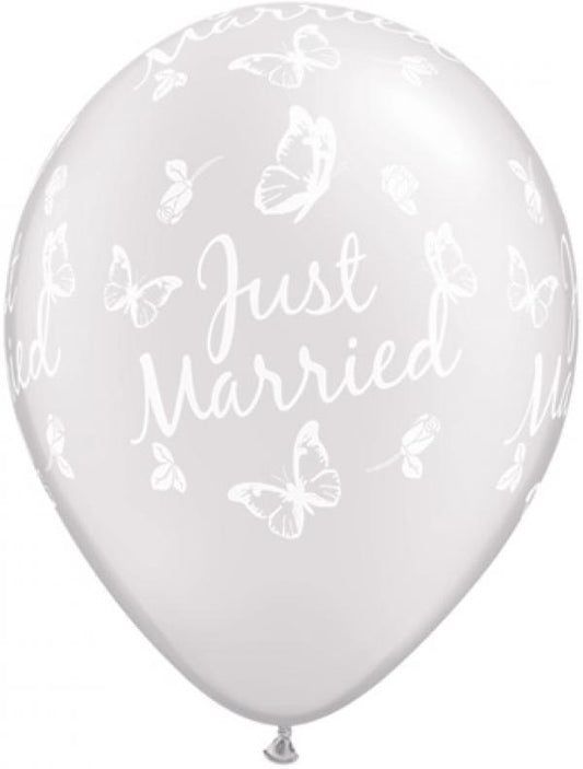 Μπαλόνια 11 Just Married Butterflies -a-round Περλέ Λευκό /25 τεμ