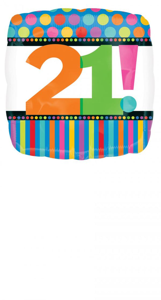 Φοιλ Μπαλόνι 18 Birthday Dots Stripes Νούμερο 21