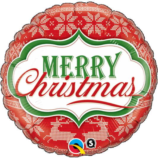 Μπαλόνι Φοιλ 18 Στρογγυλό Merry Christmas Nordic Pattern