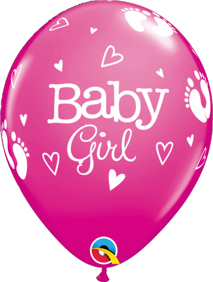 Μπαλόνια Λάτεξ 11 Baby Girl Footprints & Hearts /25 τεμ