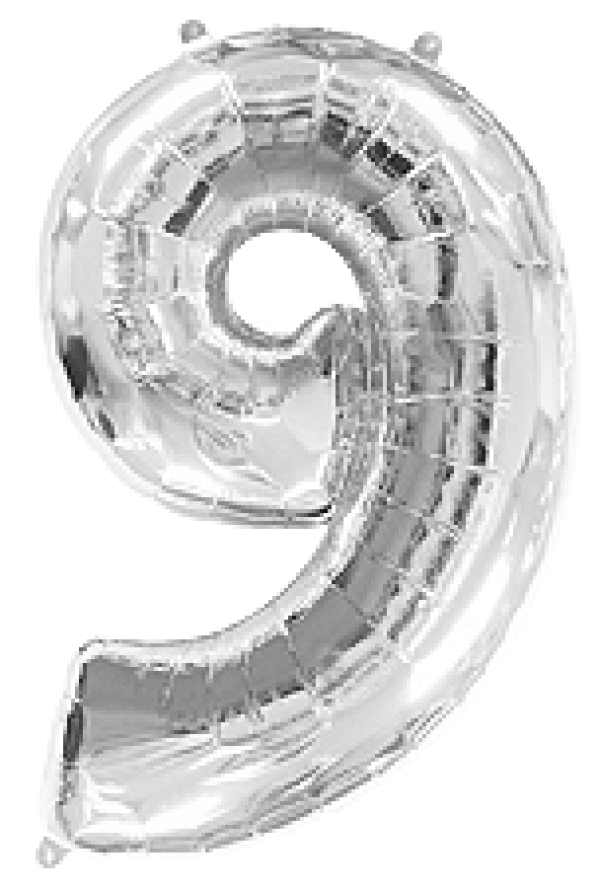 Μπαλόνι Φοιλ Σχήμα Ασημί Νούμερο 9 Ασυσκεύαστο