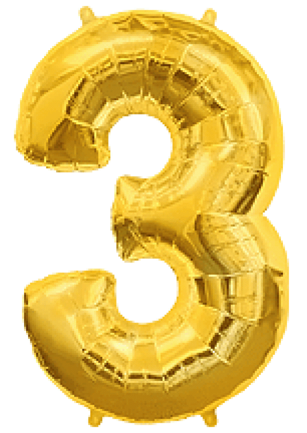 Μπαλόνι Φοιλ Σχήμα Χρυσό Νούμερο 3 Ασυσκεύαστο