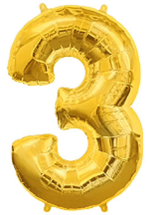 Μπαλόνι Φοιλ Σχήμα Χρυσό Νούμερο 3 Ασυσκεύαστο