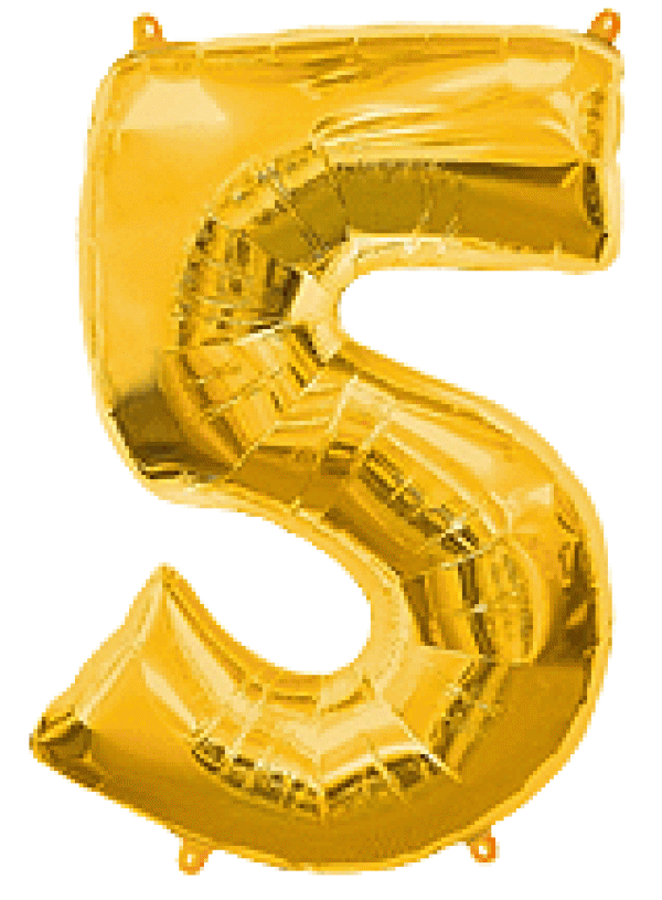 Μπαλόνι Φοιλ Σχήμα Χρυσό Νούμερο 5 Ασυσκεύαστο